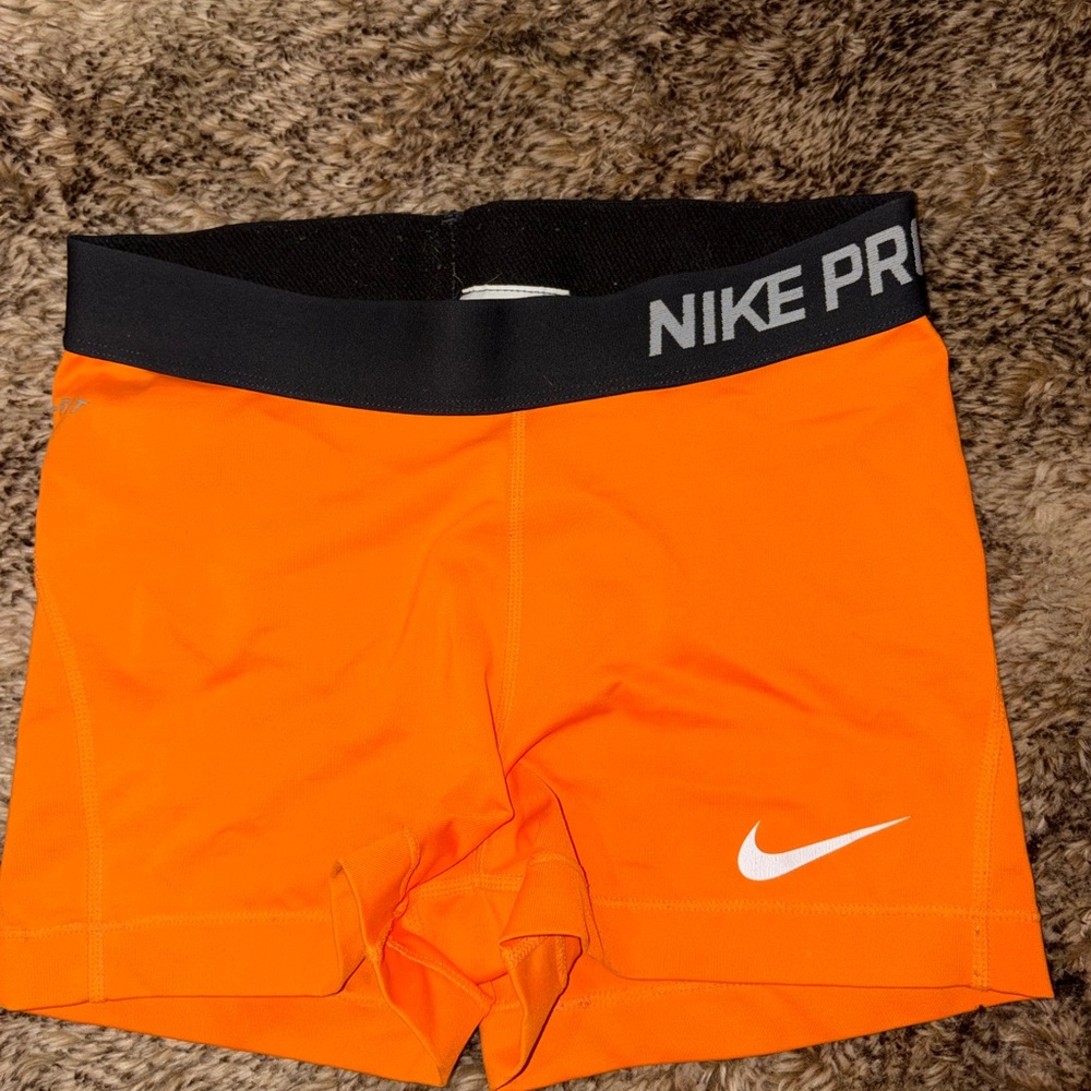 Orange Nike Pro Shorts old waistband